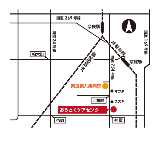 おうとくケアセンター周辺図